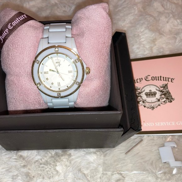Juicy Couture Women's Rich Girl Gold-Plated and White Plastic Bracelet Watch - Picture 3 of 3